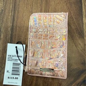 Brahmin Iridescent Rose Gold Leather Card Holder